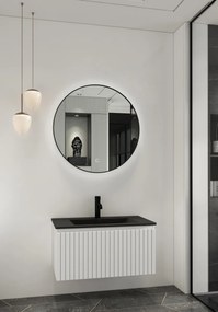 Fontana Lento wit badkamermeubel ribbelfront met zwarte wastafel 80cm 1 kraangat