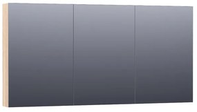 Saniclass Plain Spiegelkast - 140x70x15cm - 3 links- en rechtsdraaiende spiegeldeuren hout - white oak SK-PL140WO