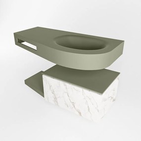 Mondiaz Riva badmeubel 100cm Carrara met 1 lade en wastafel rechts 0 kraangaten Army