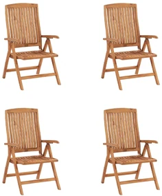 vidaXL Tuinstoelen 4 st verstelbaar met kussens massief teakhout