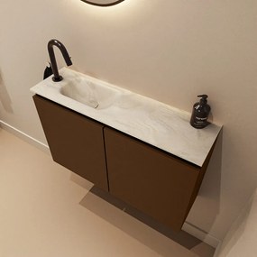 Mondiaz Ture DLux toiletmeubel 80cm rust met wastafel ostra links met kraangat