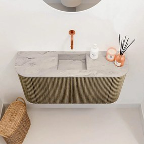 Mondiaz Joya DLux 85cm toiletmeubel ronding links/rechts dusk met wastafel faye midden zonder kraangat glace