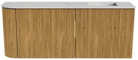 Mondiaz Joya DLux 100cm toiletmeubel ronding links oak met wastafel faye rechts zonder kraangat opalo