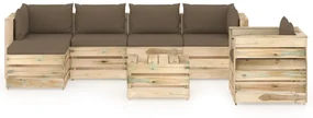 vidaXL 7-delige Loungeset met kussens groen geïmpregneerd hout