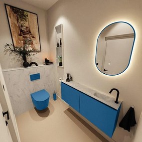 MONDIAZ TURE-DLUX 120cm toiletmeubel Jeans. EDEN wastafel Opalo positie rechts. Met 1 kraangat. TUREDX120JEAR1OPA