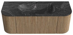 Mondiaz Kurve-dlux 120cm badmeubel ronding links/rechts dusk met 1 lade en 2 deuren en wastafel big small midden 1 kraangat lava