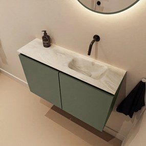 Mondiaz Ture DLux toiletmeubel 80cm army met wastafel ostra rechts zonder kraangat