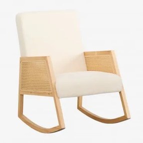 Tivisa Schommelstoel Van Rotan En Schapenvacht Chenille White - Sklum