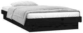 vidaXL Bedframe LED massief hout zwart 100x200 cm