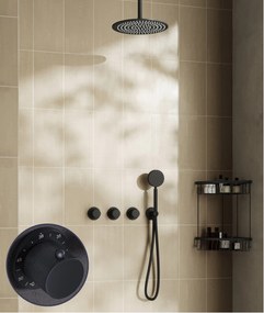 Saniclear Plus Curved inbouw regendouche met 30cm hoofddouche en plafondarm zwart mat