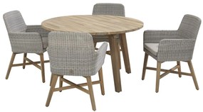 4 Seasons Outdoor | Lisboa dining chair teak legs SALE Tuinstoel   lichtgrijs weerbestendig