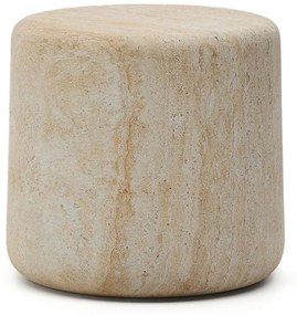 Kave Home Drasi Ronde Bijzettafel Cement Travertin 46 Cm - 46 X 46cm.