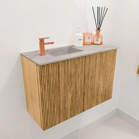 Mondiaz Joya DLux 60cm toiletmeubel oak met wastafel faye links 1 kraangat glace