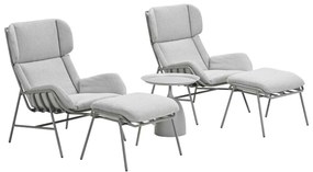 Garden Impressions Fresno loungestoelen taupe - Mati bijzettafel Ø50x48 cm