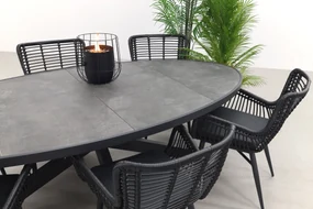 Jasmine Black/Silva 240x115 cm. ovale tuinset - 7-delig