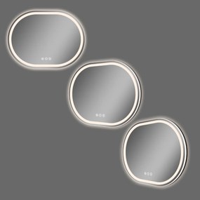 Saniclear Triova ovale spiegel 80x60cm met verwarming, directe en indirecte verlichting