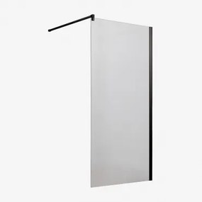 Vaste Douchewand Met 8 Mm Gehard Glas En Bristol Aluminium Transparant & Matzwart & 100x195 Cm - Sklum