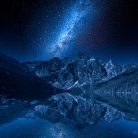 Kunstfotografie Milky way and lake in the, Shaiith, (40 x 40 cm)