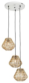 Hanglamp bamboe met wit rond 3-lichts - Canna Diamond Landelijk E27 Binnenverlichting Lamp