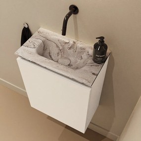 Mondiaz Ture DLux toiletmeubel 40cm talc met wastafel glace midden zonder kraangat