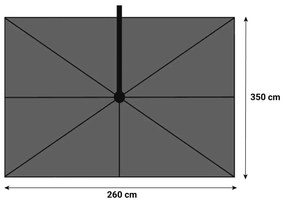 Zweefparasol  2.6x3.5m T2 premium (excl. voet) Zwart Platinum Challenger