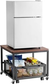 VEVOR Mini koelkaststandaard met een draagvermogen van 90 kg, koelkasttafel met verplaatsbare opbergwagen en zwenkwielen, drankkoelkaststandaard voor koffiebarappartement donkerbruin