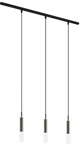 Modern railsysteem zwart met 3 hanglampen donker brons 1-fase - Slimline Loyce