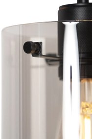 Smart hanglamp met dimmer zwart met smoke glas incl. 3 Wifi ST64 - Dome Design E27 Binnenverlichting Lamp