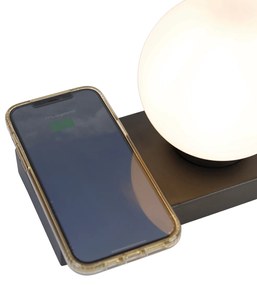 Tafellamp met dimmer zwart met touch en inductielader - Janneke Design E14 Binnenverlichting Lamp