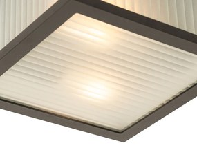 Smart buiten plafondlamp met dimmer zwart met ribbel glas incl. Wifi A60 - Charlois Modern E27 IP44 Buitenverlichting vierkant