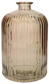 Ribbelvaas, recycled glas, oud roze, 23 cm