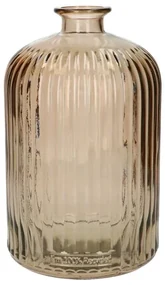 Ribbelvaas, recycled glas, oud roze, 23 cm