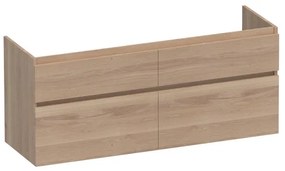 BRAUER Advance Wastafelonderkast - 140x46x60cm - 4 softclose greeploze lades - 2 sifonuitsparingen - en doorlopende lamellen - geborsteld hout - Smoked oak OK-MEA140SO