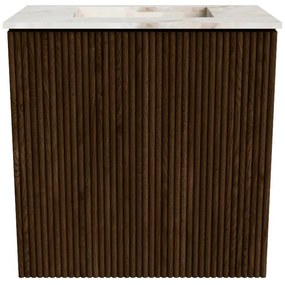 Mondiaz Joya DLux 40cm toiletmeubel walnut met wastafel faye midden zonder kraangat frappe