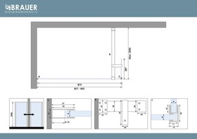 Brauer Oblivion inloopdouche bronsglas 90cm met 30cm zijwand RVS geborsteld PVD