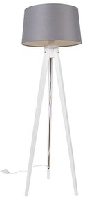 Moderne tripod wit met linnen kap donkergrijs 45 cm - Tripod Classic