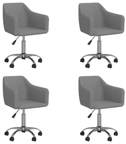 vidaXL Eetkamerstoelen draaibaar 4 st stof lichtgrijs