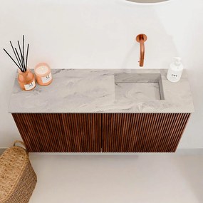 Mondiaz Joya DLux 80cm toiletmeubel ruby met wastafel faye rechts zonder kraangat glace