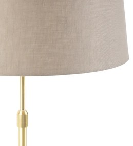 Tafellamp goud/messing met linnen kap taupe 35 cm - Parte Landelijk / Rustiek E27 cilinder / rond rond Binnenverlichting Lamp