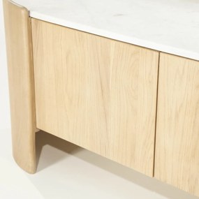 Eleonora Don Tv-meubel Eiken Met Wit Marmer 160 Cm - 165x45x50cm.