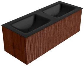 Mondiaz Kurve 120cm badmeubel ruby met 1 lade en wastafel cloud dubbel zonder kraangat urban