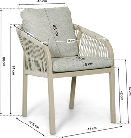 Tuinset 6 personen 240 cm Rope Taupe Lifestyle Garden Furniture Biagio/Lunea