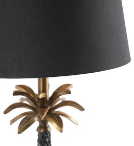 Art Deco tafellamp brons met zwarte kap 35 cm - Areka Art Deco E27 rond Binnenverlichting Lamp