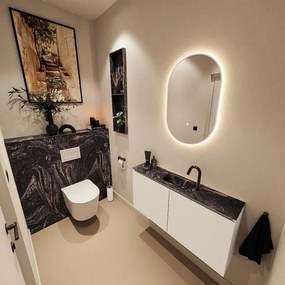 MONDIAZ TURE-DLUX 100cm toiletmeubel Talc. EDEN wastafel Lava positie midden. Met 1 kraangat. TUREDX100TALM1LAV