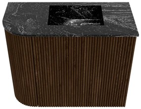 Mondiaz Joya DLux 50cm toiletmeubel ronding links walnut met wastafel faye rechts zonder kraangat lava