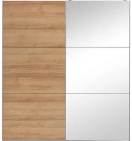 Goossens Kledingkast Easy Storage Sdk, 203 cm breed, 220 cm hoog, 1x 3 paneel schuifdeur li en 1x 3 paneel spiegel schuifdeur re