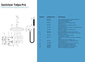 Saniclear Talpa Pro inbouwregendouche 20cm met plafond chroom-zwart