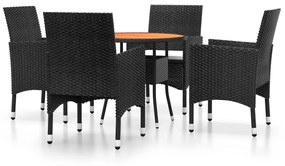 vidaXL 5-delige Tuinset poly rattan zwart