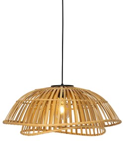 Oosterse hanglamp zwart met naturel bamboe 62 cm - PuaOosters E27 rond Binnenverlichting Lamp