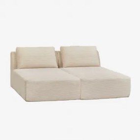 2-delige Modulaire Chaise Longue Bank In Vacuüm Verpakte Corduroy Temple Linnen Fluweel Linnenbeige - Sklum